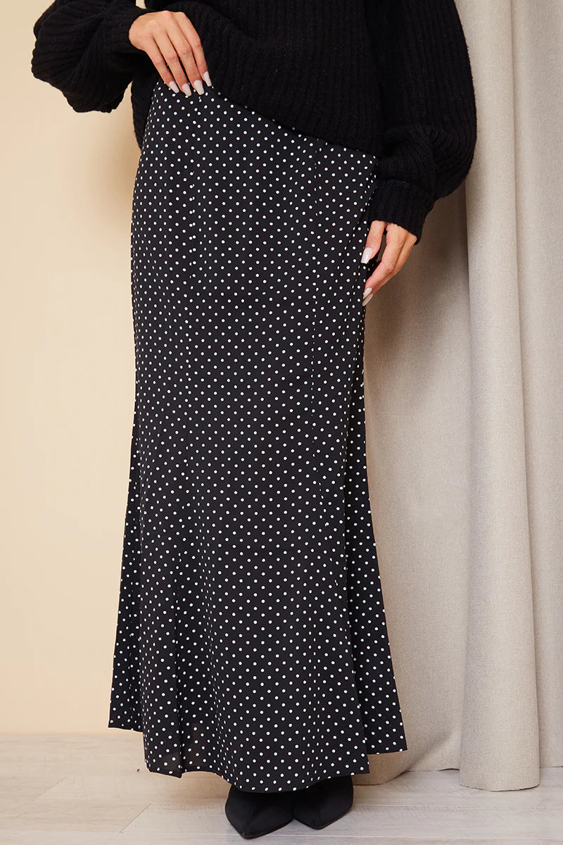 Woven Polka Dot Midaxi Skirt