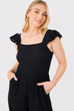 Frill Shoulder Crinkle Jumpsuit