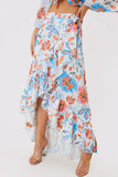 Multi Floral Frill Detail Wrap Maxi Skirt