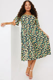 Print Sweetheart Midi Dress