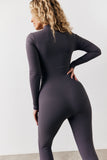 Built-In Bra Half Zip Long Sleeve Sculpt and Control Unitard