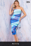 Ombre Mesh Bandeau Midi Dress
