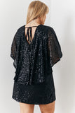 Sequin Drape Detail Wrap Front Mini Dress