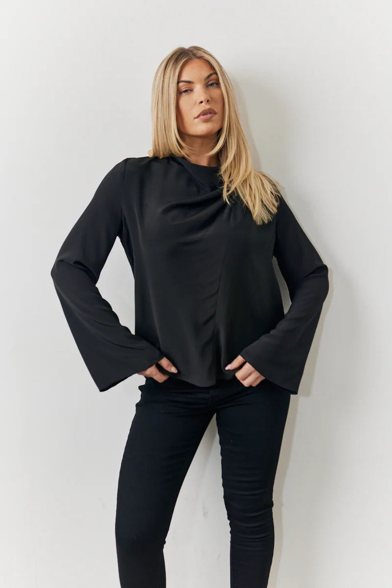 Cowl Neck Draped Blouse
