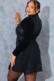 Sleeveless Belted Leather Look Dress