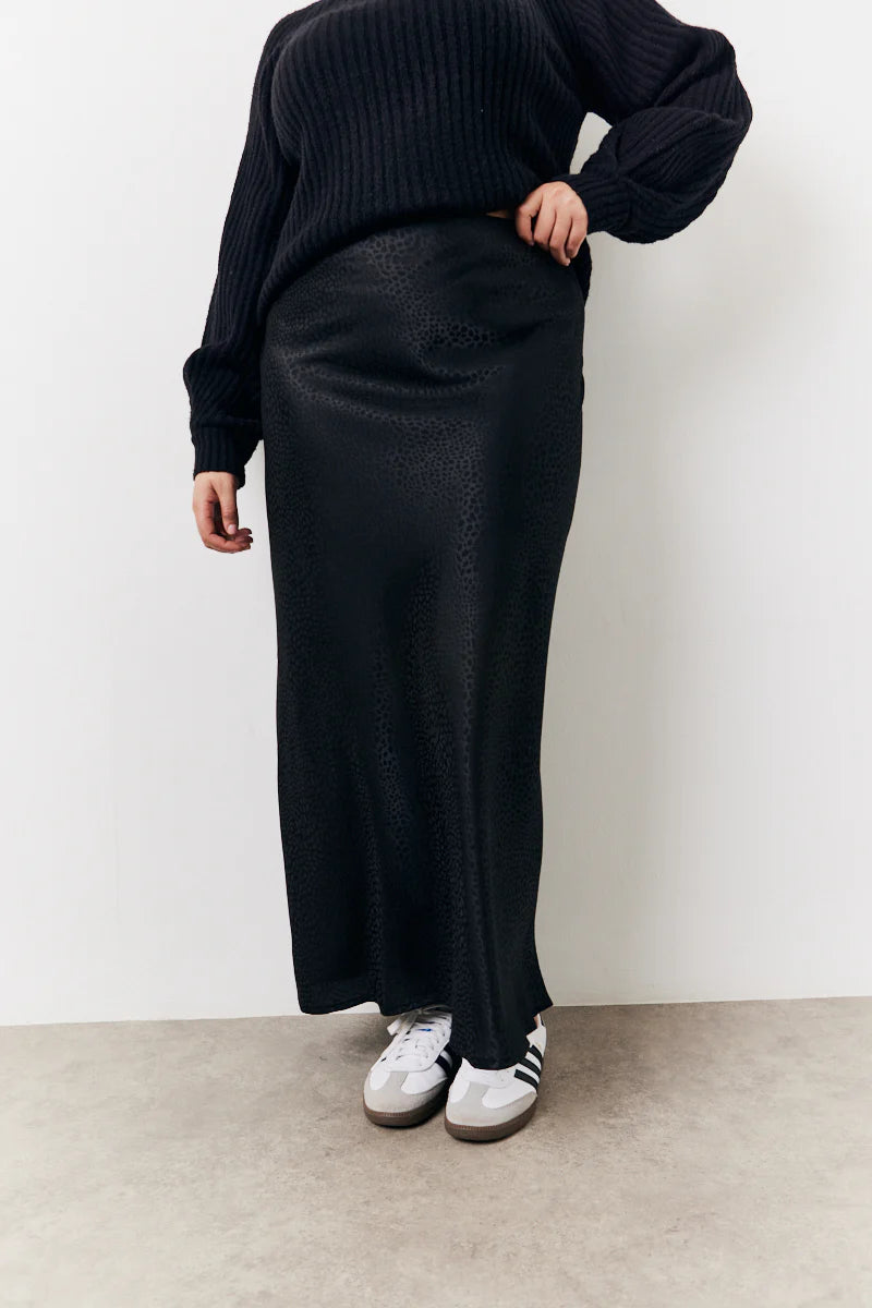 Black Jacquard Printed Slip Skirt