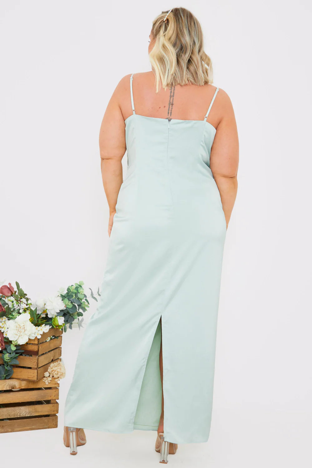 Satin Cowl Neck Maxi Dress