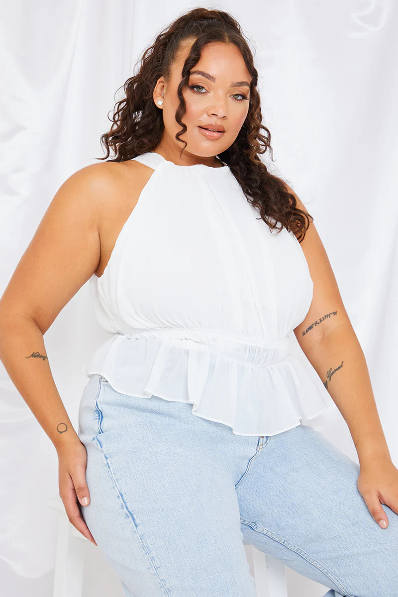 Shirred Waist Crop Top