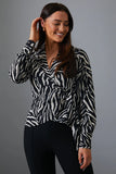 Zebra Print Wrap Front Shirt