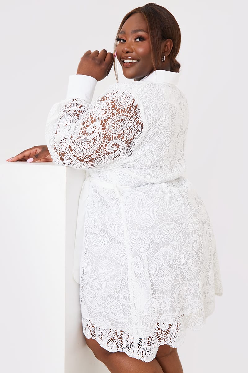 Lace Belted Shirt Dress