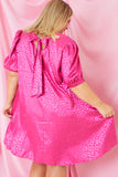 Square Neck Puff Sleeve Tie Back Mini Dress