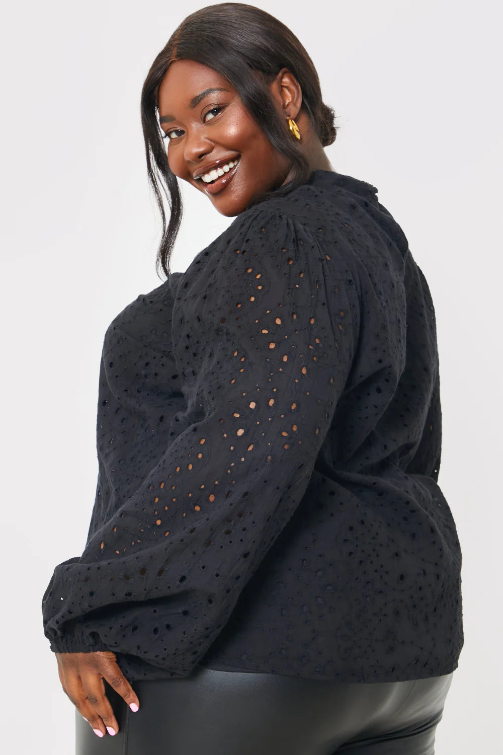 Broderie High Neck Blouse