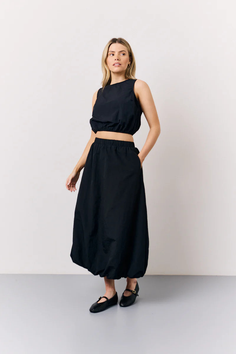 Black Balloon Co-Ord Crop Top