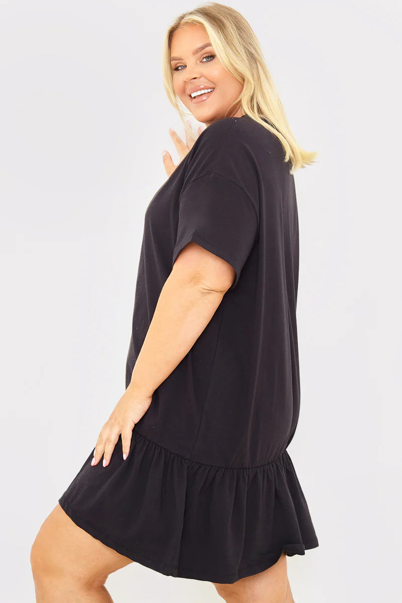 Peplum Hem Dropped Shoulder T-Shirt Dress