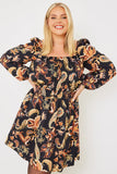 Paisley Print Shirred Dress