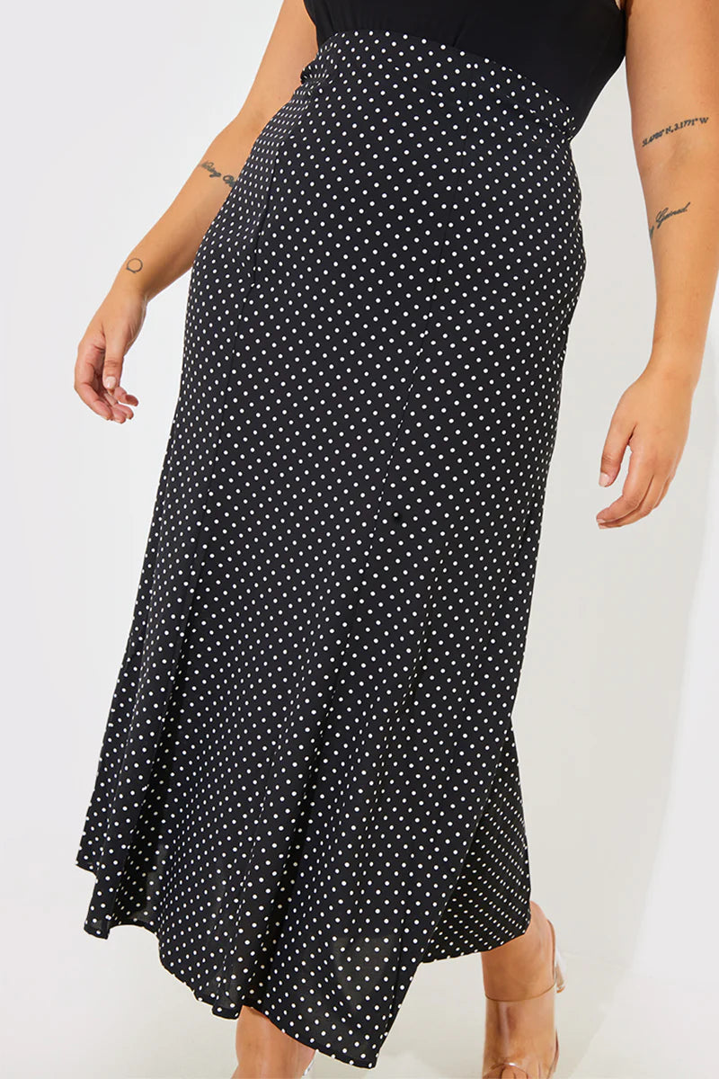 Woven Polka Dot Midaxi Skirt