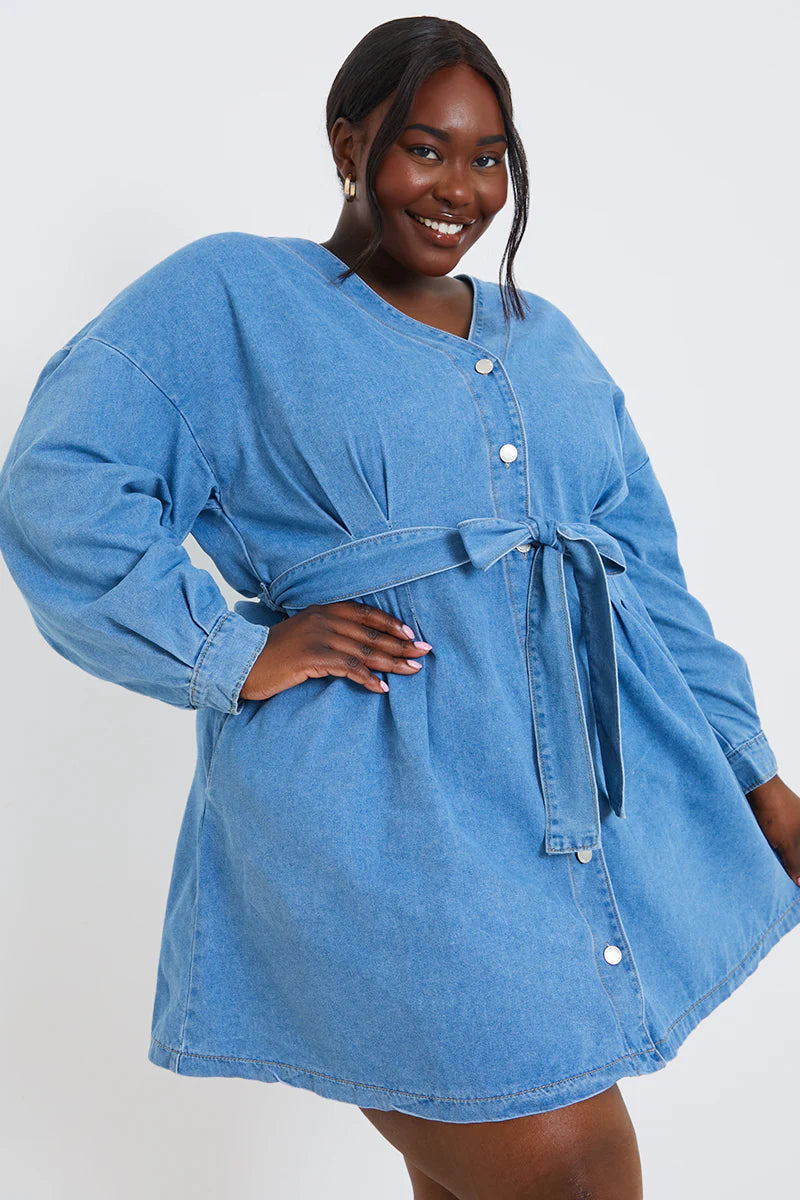 Belted Denim Shirt Dress