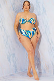 Abstract Print Bandeau Bikini Top