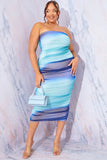 Ombre Mesh Bandeau Midi Dress