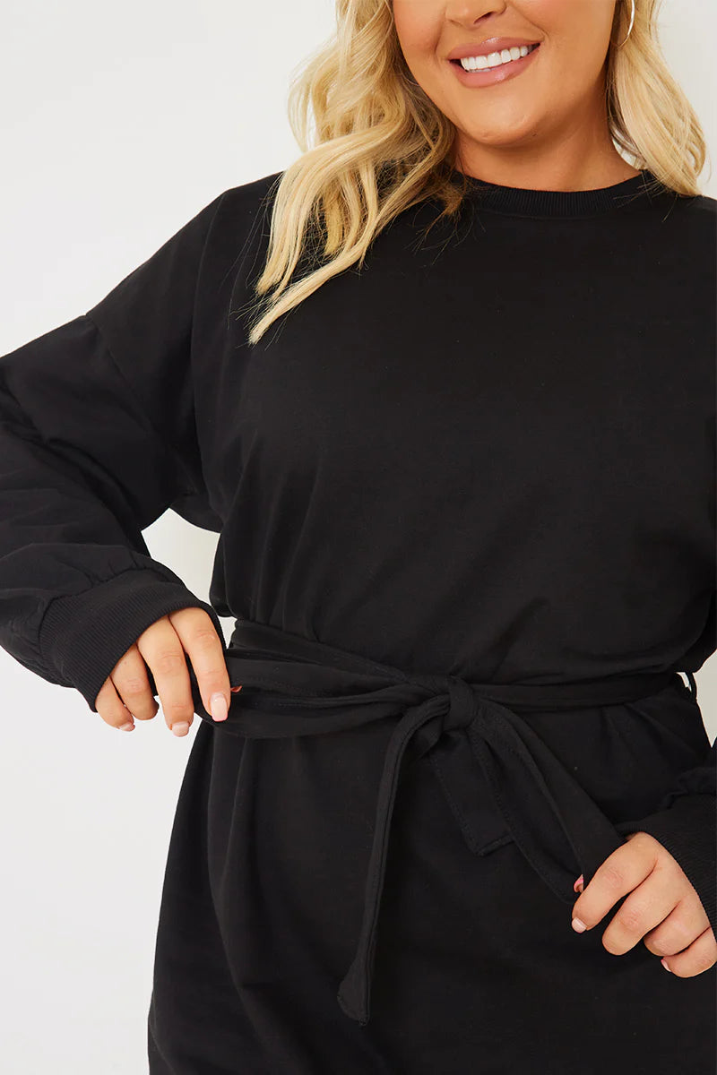 Belted Midi Sweater Dress��