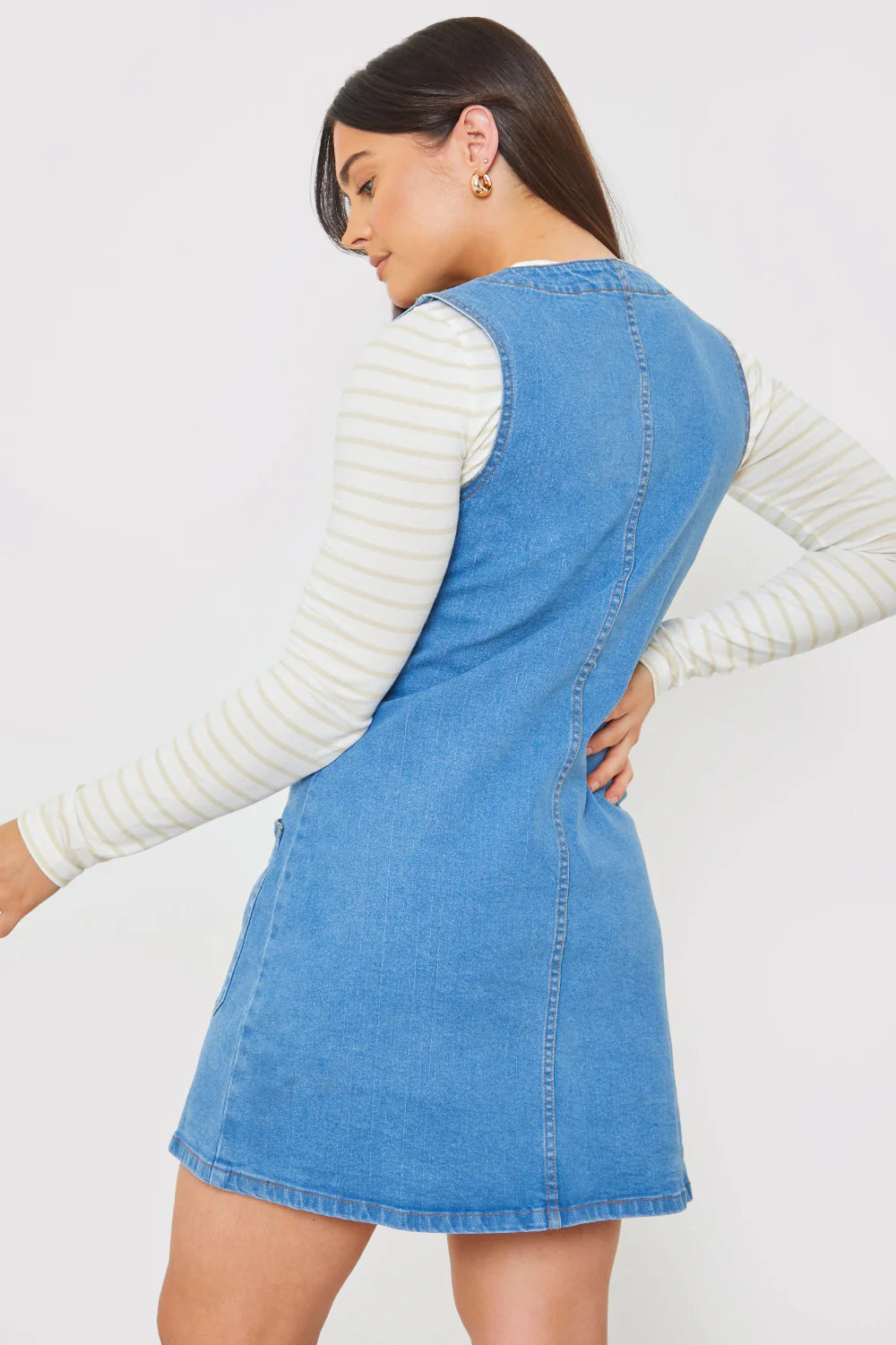 DENIM PINAFORE DRESS
