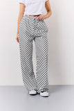 Black & White Striped Drawstring Trouser