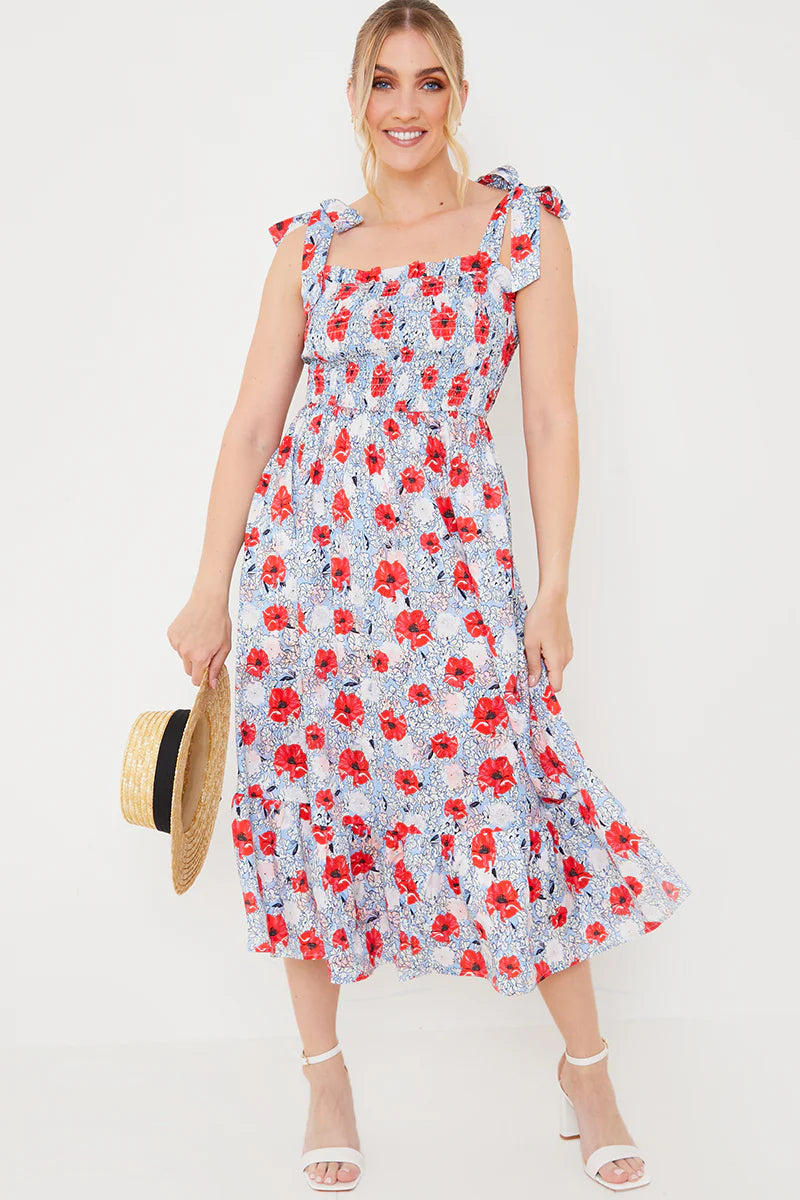 Henley Red Poppy Dress