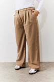 Adjustable Waist Pleat Wide Leg Trouser