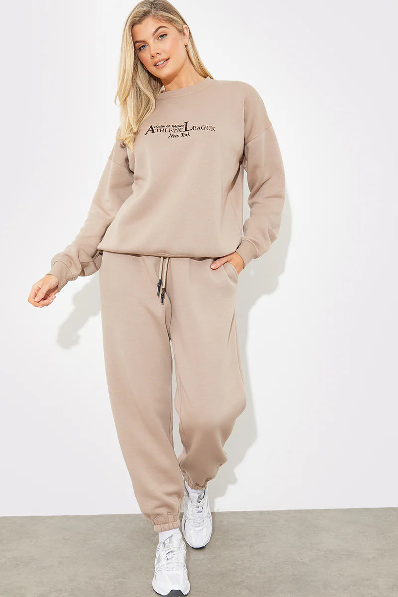 Embroidered Athletic League Crew Neck Jersey Sweater