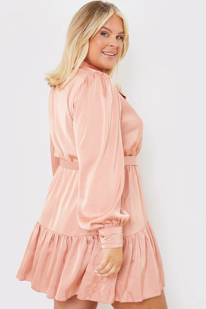 Satin Frill Hem Mini Dress