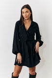 Black Drape Detail Mini Dress