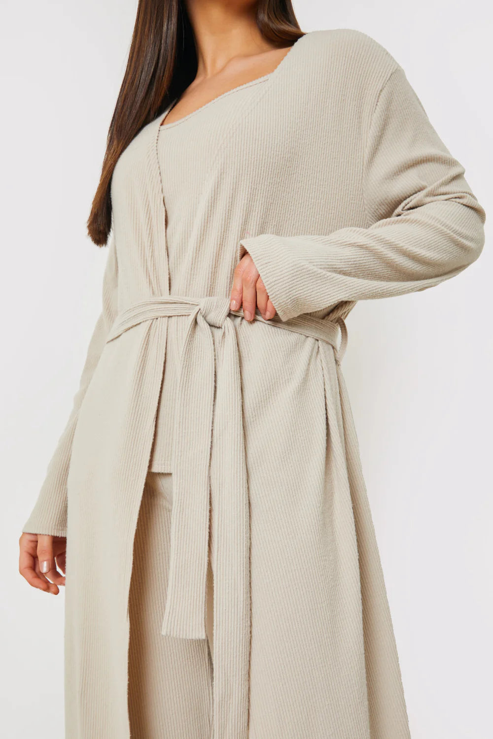 Longline Brushed Rib Cardigan