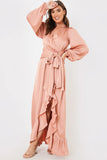 Satin Balloon Sleeve Maxi Dress