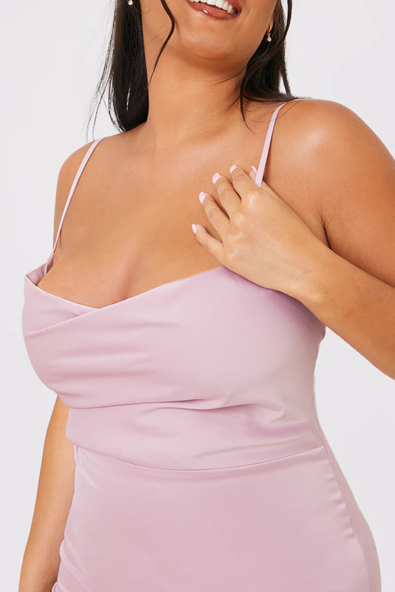 Satin Cowl Neck Maxi Dress