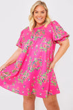 Floral Smock Dress With Tie Back Detail