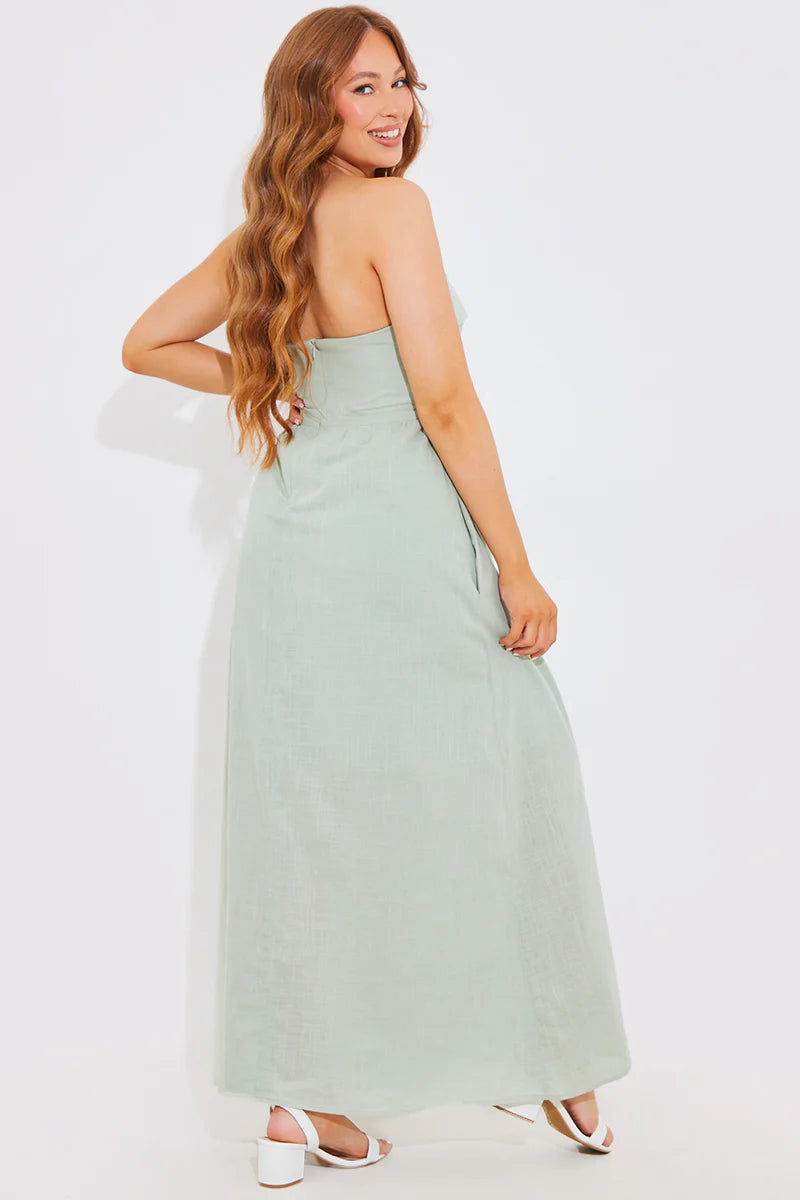 Bandeau Linen Look Midi Dress