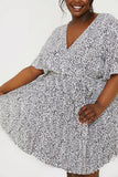 Animal Print Pleated Wrap Mini Dress