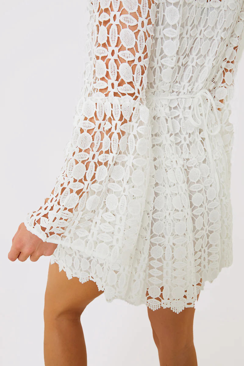 Crochet Fluted Sleeve Mini Dress