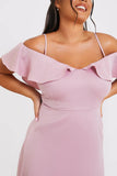 Satin Frill Off The Shoulder Maxi Dress