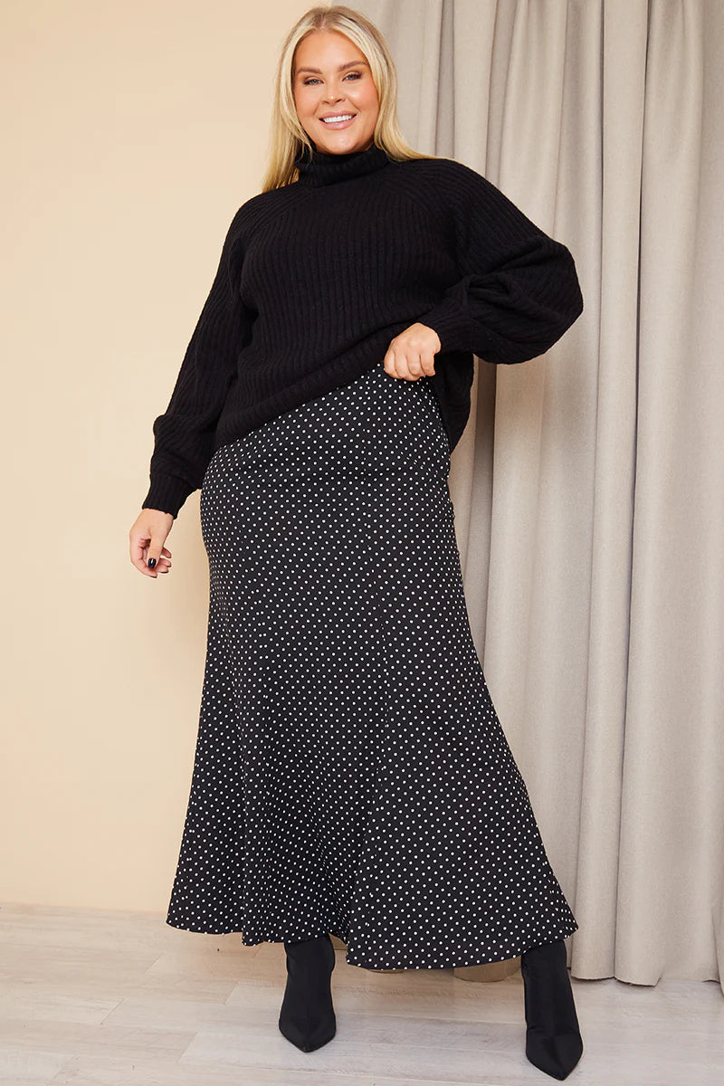 Woven Polka Dot Midaxi Skirt