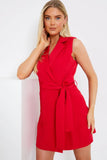 Belted Sleeveless Mini Blazer Dress