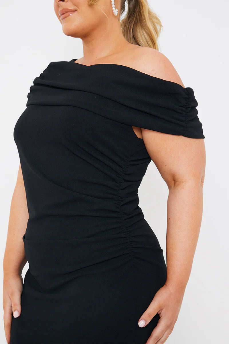 Asymmetric Ruched Mini Dress