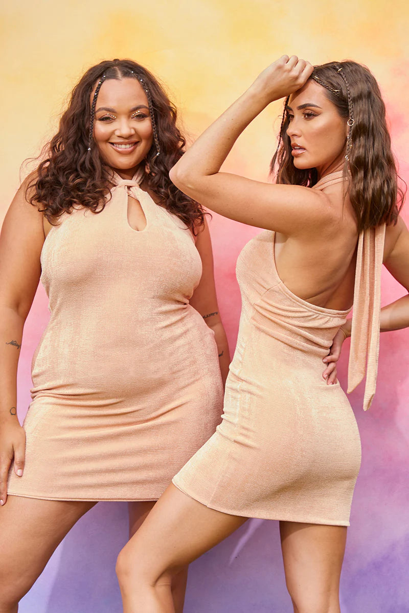 Slinky Key Hole Cut Out Bodycon Dress