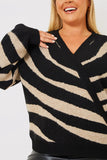 Animal Print Wrap Knitted Jumper
