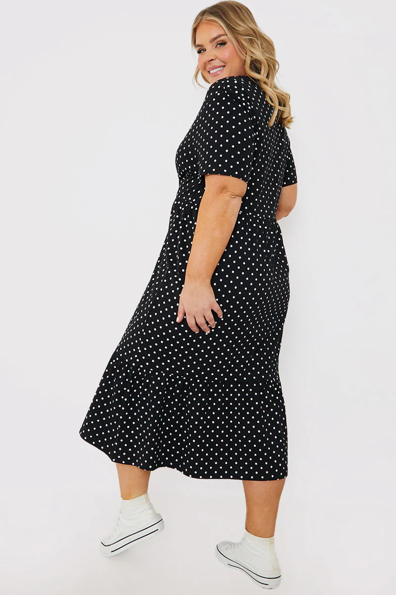 Polka Dot Smock Midaxi T-Shirt Dress