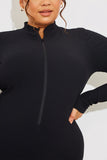 Built-In Bra Half Zip Long Sleeve Sculpt and Control Unitard