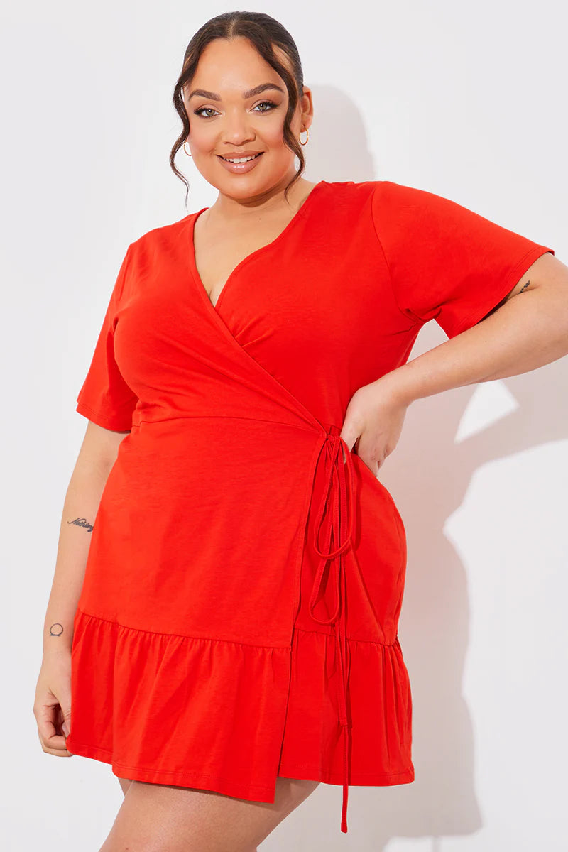 Short Sleeve Wrap Swing Dress