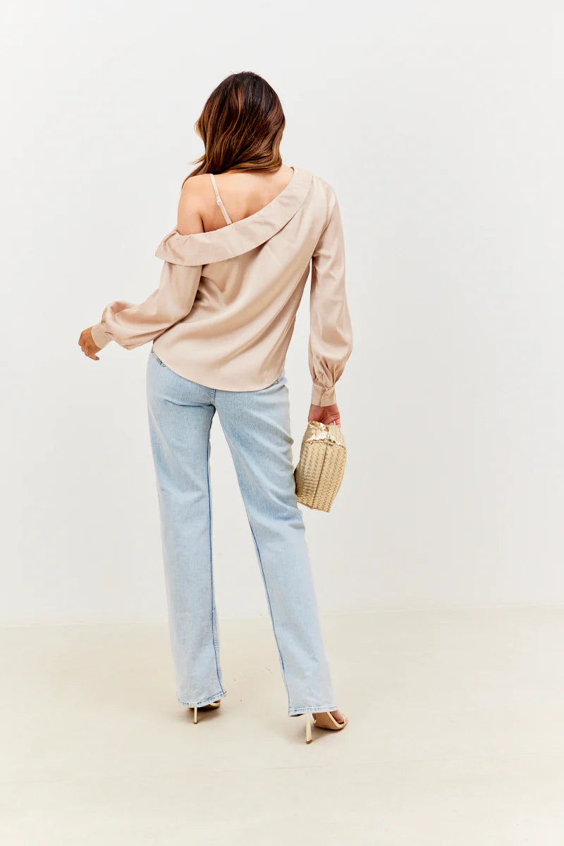 Asymmetrical Satin Blouse