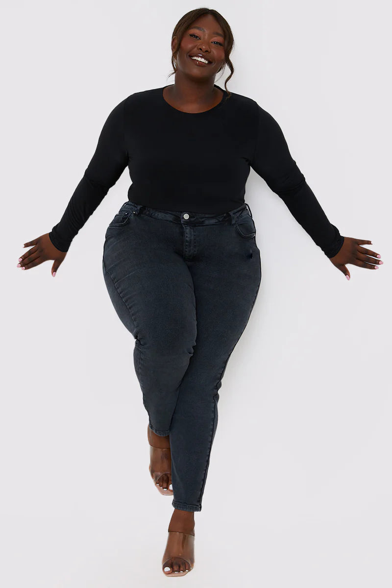 Washed High Waisted Skinny Jeans