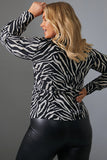 Zebra Print Wrap Front Shirt